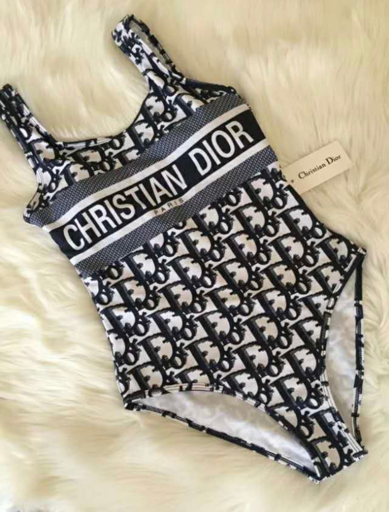 BLACK AND BLUE DIOR ONE PIECE