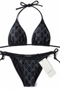 Black Gucci Rhinestone Bikini