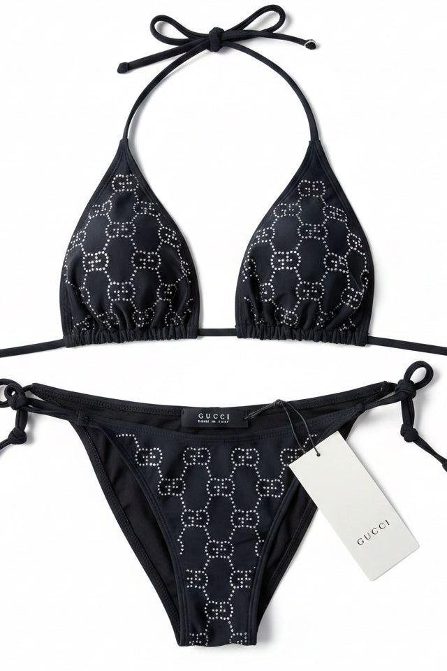 Black Gucci Rhinestone Bikini