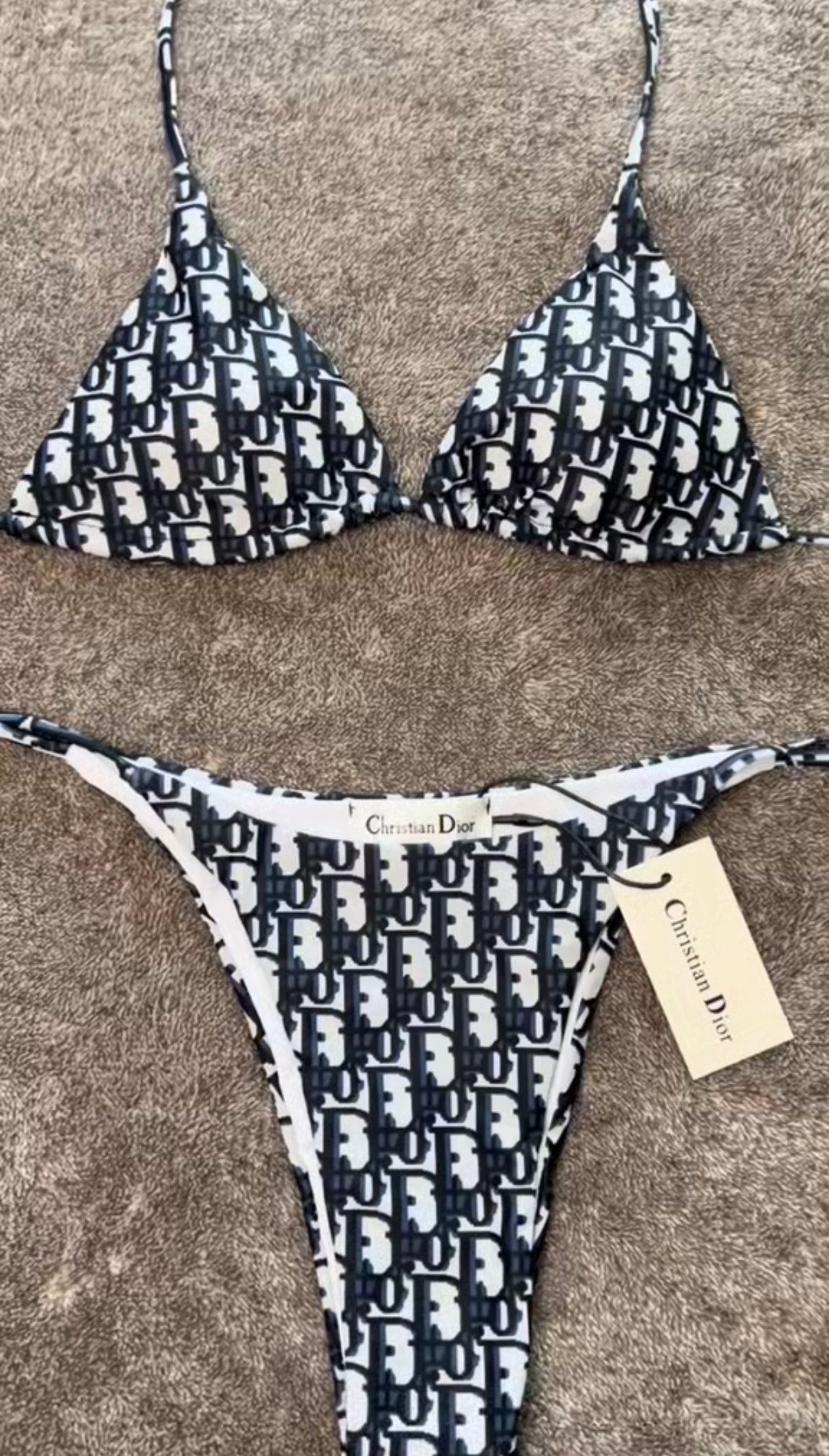 WHITE AND BLUE DIOR BIKINI
