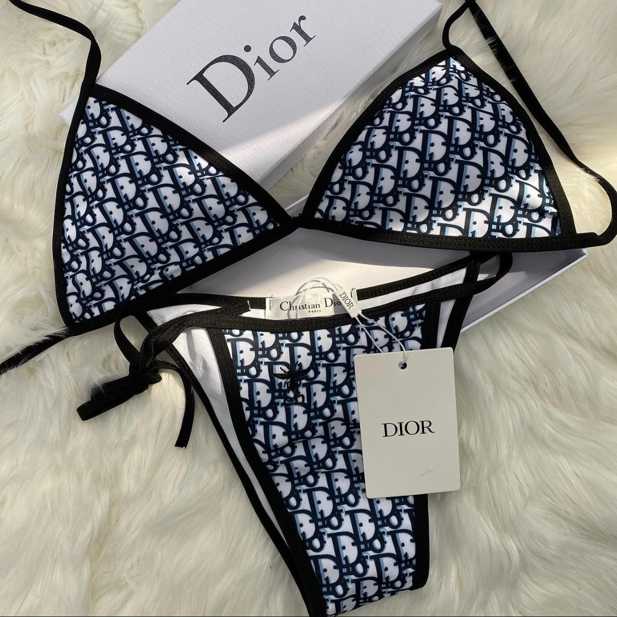 BLACK AND BLUE DIOR BIKINI