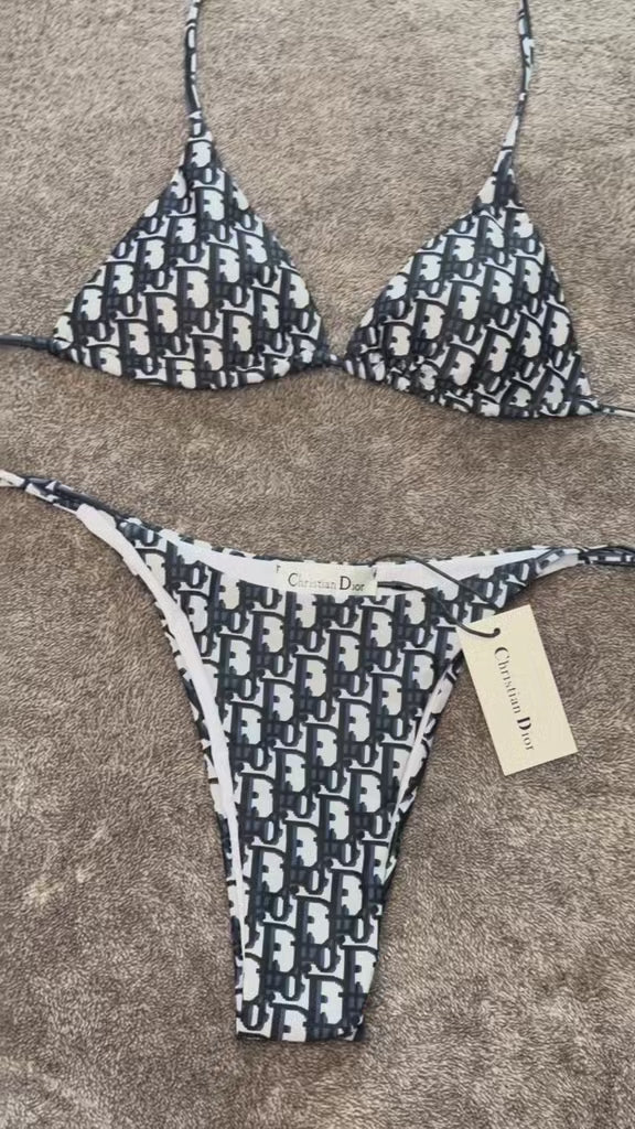 WHITE AND BLUE DIOR BIKINI